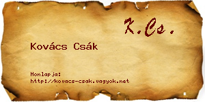 Kovács Csák névjegykártya